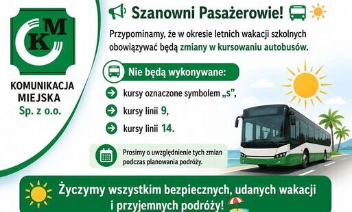 Zdjęcie do Wakacyjne zmiany w kursowaniu autobus&oacute;w